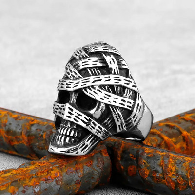 Gothic Punk Satanic Devil Skull Δαχτυλίδι ζώων Vintage Steampunk Ανδρικό δαχτυλίδι Viking από ανοξείδωτο ατσάλι Hiphop μοτοσυκλέτα κοσμήματα ποδηλάτης