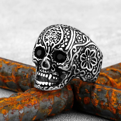 Gothic Punk Satanic Devil Skull Δαχτυλίδι ζώων Vintage Steampunk Ανδρικό δαχτυλίδι Viking από ανοξείδωτο ατσάλι Hiphop μοτοσυκλέτα κοσμήματα ποδηλάτης