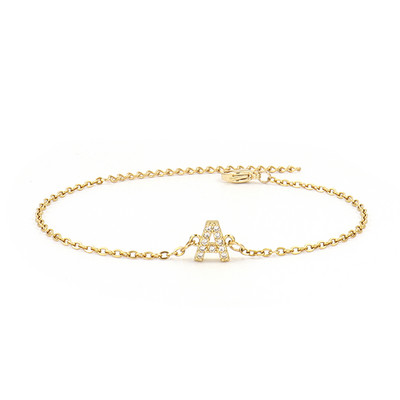 Klassikaline Pave Zirconia AZ Letter Käevõru Naiste Mood 26 Initsiaalid Roostevabast terasest kett võlu Käevõru naistele Ehted Kingitus