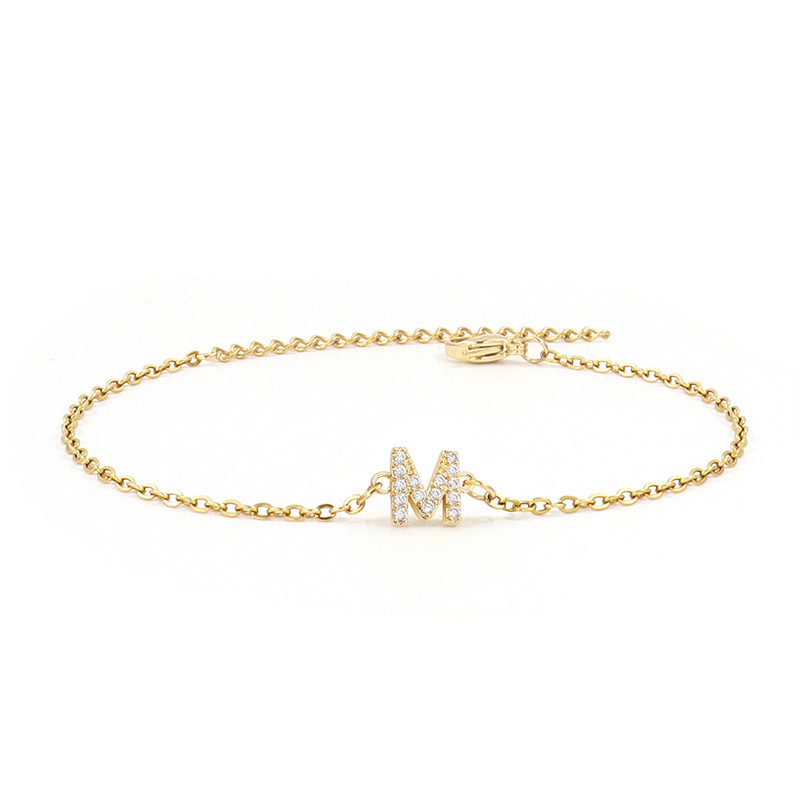 Klassikaline Pave Zirconia AZ Letter Käevõru Naiste Mood 26 Initsiaalid Roostevabast terasest kett võlu Käevõru naistele Ehted Kingitus