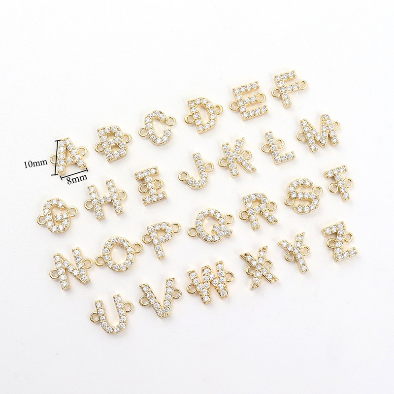 Klassikaline Pave Zirconia AZ Letter Käevõru Naiste Mood 26 Initsiaalid Roostevabast terasest kett võlu Käevõru naistele Ehted Kingitus