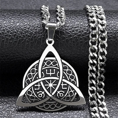 Norse Viking Compass Celtic Knot Trinity Kaelakee Kaitse Naised Mehed Roostevabast Terasest Triquetra Amulett Kaelakeed Ehted N7952