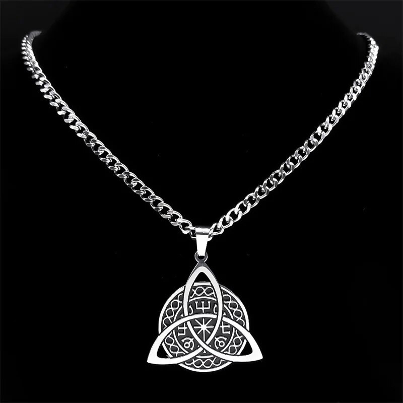 Norse Viking Compass Celtic Knot Trinity Kaelakee Kaitse Naised Mehed Roostevabast Terasest Triquetra Amulett Kaelakeed Ehted N7952