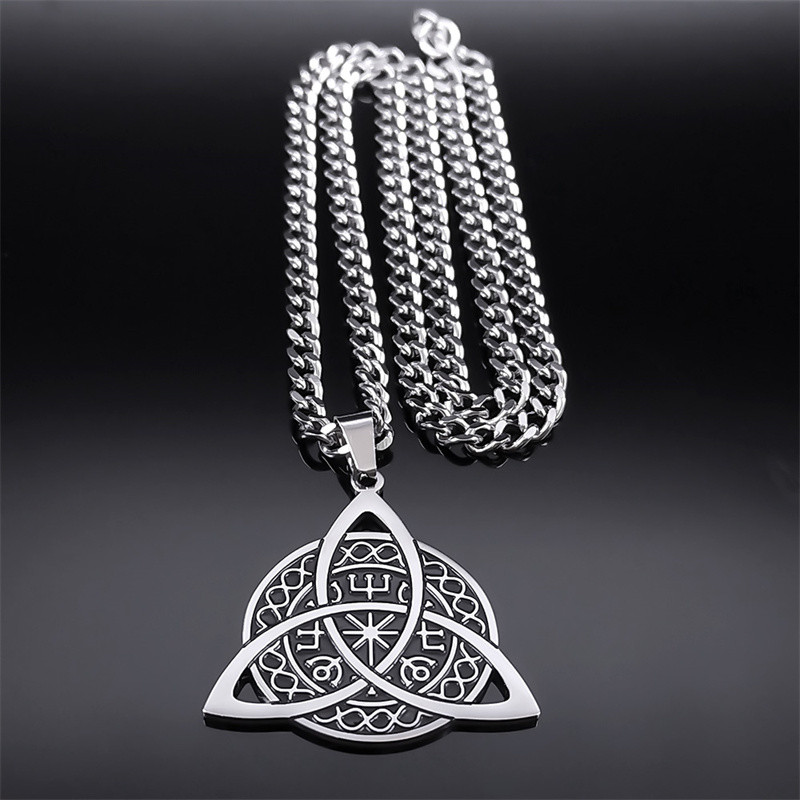 Norse Viking Compass Celtic Knot Trinity Kaelakee Kaitse Naised Mehed Roostevabast Terasest Triquetra Amulett Kaelakeed Ehted N7952
