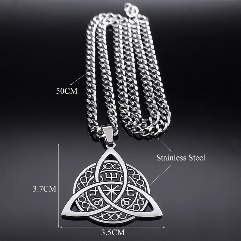 Norse Viking Compass Celtic Knot Trinity Kaelakee Kaitse Naised Mehed Roostevabast Terasest Triquetra Amulett Kaelakeed Ehted N7952