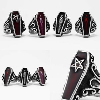 Готическа мумия Ковчег на вампир Мъжки пръстени от неръждаема стомана Дамски бижута Пънк рок Готини неща Модни аксесоари Подарък на едро