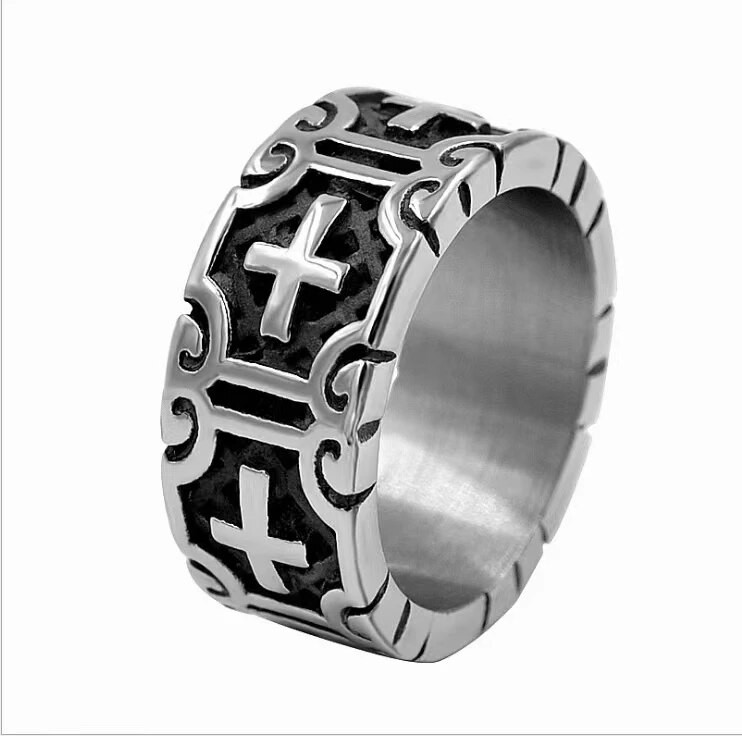 Vintage punkristi Jeesuse mustriga sõrmus, meeste mood katoliiklik amulett, ehted, kristlik kingitus