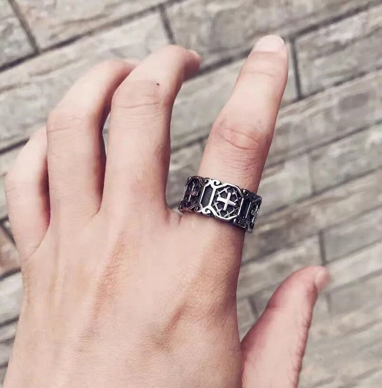 Vintage punkristi Jeesuse mustriga sõrmus, meeste mood katoliiklik amulett, ehted, kristlik kingitus