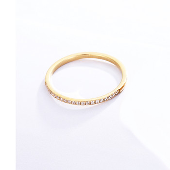 1,5 мм широк пръстен с фина изработка с циркон за жени Най-висококачествени титаниеви стоманени подаръци за влюбени Бижута Сватбен пръстен на едро