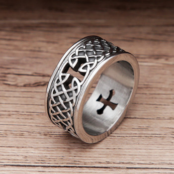 Уникален скандинавски викингски пръстен с амулет Мъжка мода Реколта от неръждаема стомана Келтски възел Biker Ring Амулет Бижута Подарък на едро
