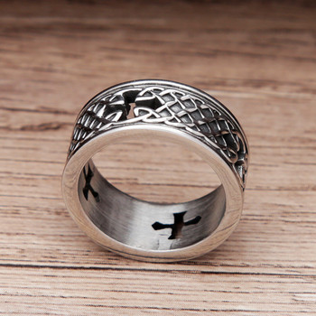 Уникален скандинавски викингски пръстен с амулет Мъжка мода Реколта от неръждаема стомана Келтски възел Biker Ring Амулет Бижута Подарък на едро
