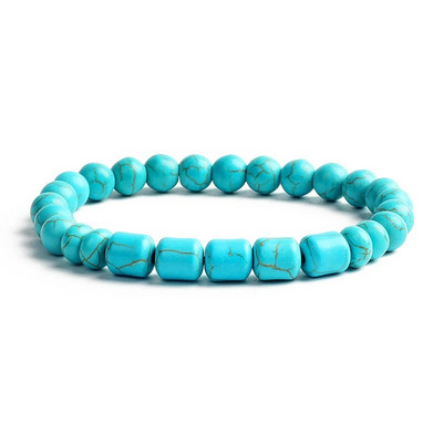 Bohēmijas tirkīzi krelles rokassprādzes sievietēm Reiki dabas akmens kubs cilindrs neregulāras rokassprādzes dziedinoši veselības aprūpes rotaslietas