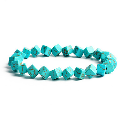 Bohēmijas tirkīzi krelles rokassprādzes sievietēm Reiki dabas akmens kubs cilindrs neregulāras rokassprādzes dziedinoši veselības aprūpes rotaslietas