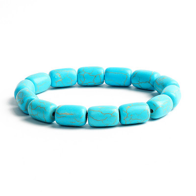 Bohēmijas tirkīzi krelles rokassprādzes sievietēm Reiki dabas akmens kubs cilindrs neregulāras rokassprādzes dziedinoši veselības aprūpes rotaslietas