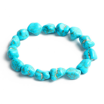 Bohēmijas tirkīzi krelles rokassprādzes sievietēm Reiki dabas akmens kubs cilindrs neregulāras rokassprādzes dziedinoši veselības aprūpes rotaslietas