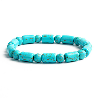 Bohēmijas tirkīzi krelles rokassprādzes sievietēm Reiki dabas akmens kubs cilindrs neregulāras rokassprādzes dziedinoši veselības aprūpes rotaslietas