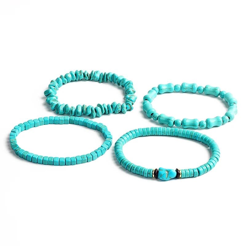 Bohēmijas tirkīzi krelles rokassprādzes sievietēm Reiki dabas akmens kubs cilindrs neregulāras rokassprādzes dziedinoši veselības aprūpes rotaslietas