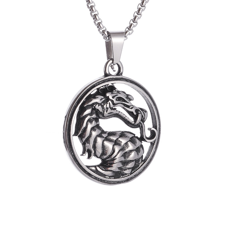 Ανδρικό γοτθικό κολιέ με δαχτυλίδι Python Head Cutout Κρεμαστό κολιέ Hip Hop Punk Party Cool Αξεσουάρ Απόκριες Δώρο