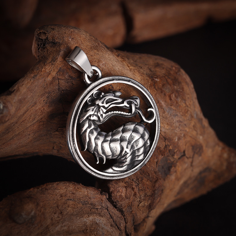 Ανδρικό γοτθικό κολιέ με δαχτυλίδι Python Head Cutout Κρεμαστό κολιέ Hip Hop Punk Party Cool Αξεσουάρ Απόκριες Δώρο