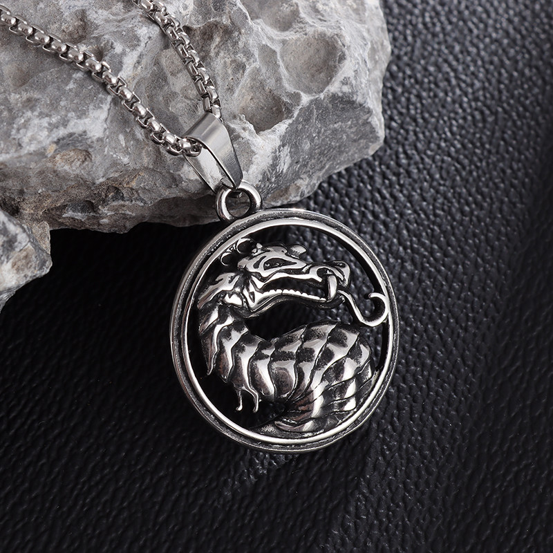 Ανδρικό γοτθικό κολιέ με δαχτυλίδι Python Head Cutout Κρεμαστό κολιέ Hip Hop Punk Party Cool Αξεσουάρ Απόκριες Δώρο