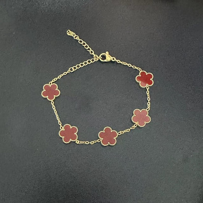 Ανοξείδωτο ατσάλι Hot Selling Νέο φυτικό τριφύλλι ρυθμιζόμενο βραχιόλι πέντε φύλλων λουλουδιών ακρυλικό κοσμήματα μονής όψης για γυναίκες