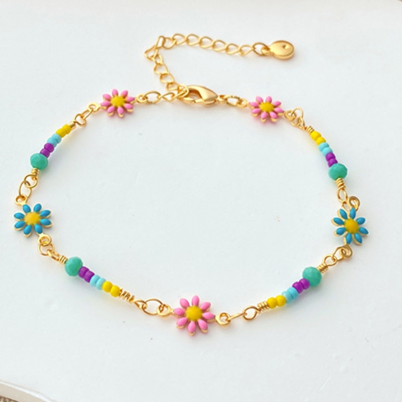 ANSHIR zelta krāsas margrietiņas dizaina vintage rokassprādze sievietēm ziedu piekariņi ķēdes rotaslietas meitenēm dzimšanas dienas dāvanas