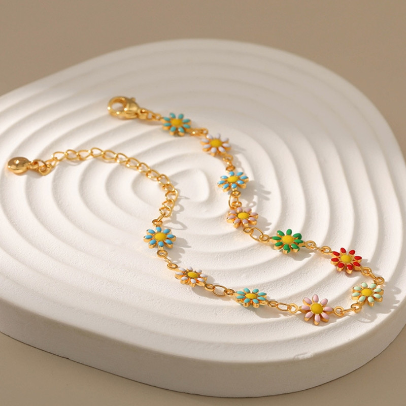 ANSHIR zelta krāsas margrietiņas dizaina vintage rokassprādze sievietēm ziedu piekariņi ķēdes rotaslietas meitenēm dzimšanas dienas dāvanas