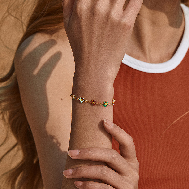 ANSHIR zelta krāsas margrietiņas dizaina vintage rokassprādze sievietēm ziedu piekariņi ķēdes rotaslietas meitenēm dzimšanas dienas dāvanas