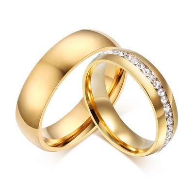 ZORCVENS Класически годежни сватбени пръстени за жени Мъже Бижута от неръждаема стомана Двойка брачни ленти Модни марки Бижута