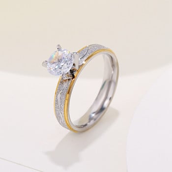 4 мм годежни пръстени за влюбени двойки за жени, мъже, пръстен от неръждаема стомана с циркон Бижута в корейски стил за сватба WC033