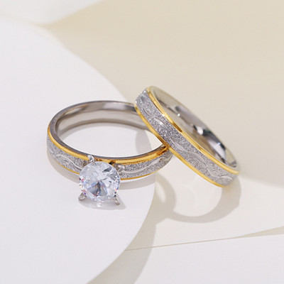 4 мм годежни пръстени за влюбени двойки за жени, мъже, пръстен от неръждаема стомана с циркон Бижута в корейски стил за сватба WC033