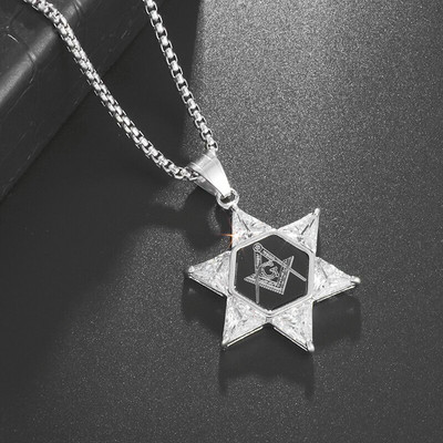 Vintage Wiccan Pentagram kulons ebreju ebreju četru burtu nerūsējošā tērauda rotaslietas vīriešiem, šarmanta amuleta kaklarota