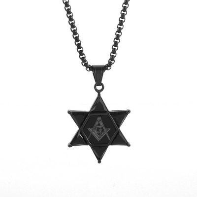 Vintage Wiccan Pentagram kulons ebreju ebreju četru burtu nerūsējošā tērauda rotaslietas vīriešiem, šarmanta amuleta kaklarota