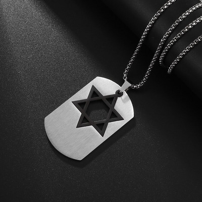 Vintage Wiccan Pentagram kulons ebreju ebreju četru burtu nerūsējošā tērauda rotaslietas vīriešiem, šarmanta amuleta kaklarota