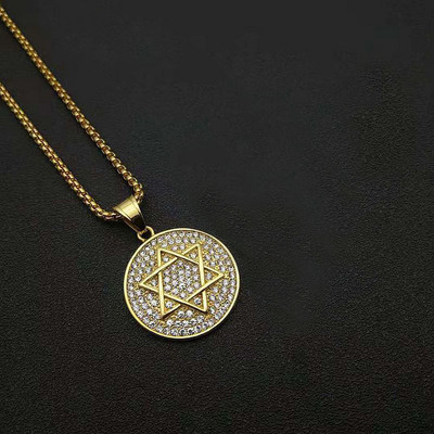 Vintage Wiccan Pentagram kulons ebreju ebreju četru burtu nerūsējošā tērauda rotaslietas vīriešiem, šarmanta amuleta kaklarota