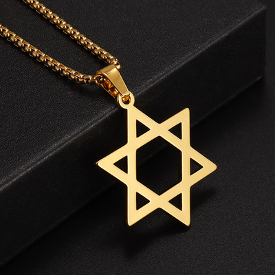 Vintage Wiccan Pentagram kulons ebreju ebreju četru burtu nerūsējošā tērauda rotaslietas vīriešiem, šarmanta amuleta kaklarota