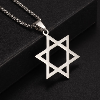 Vintage Wiccan Pentagram kulons ebreju ebreju četru burtu nerūsējošā tērauda rotaslietas vīriešiem, šarmanta amuleta kaklarota