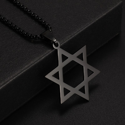Vintage Wiccan Pentagram kulons ebreju ebreju četru burtu nerūsējošā tērauda rotaslietas vīriešiem, šarmanta amuleta kaklarota