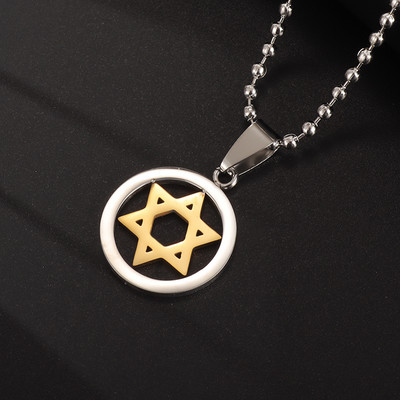 Vintage Wiccan Pentagram kulons ebreju ebreju četru burtu nerūsējošā tērauda rotaslietas vīriešiem, šarmanta amuleta kaklarota