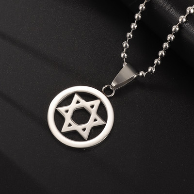 Vintage Wiccan Pentagram kulons ebreju ebreju četru burtu nerūsējošā tērauda rotaslietas vīriešiem, šarmanta amuleta kaklarota