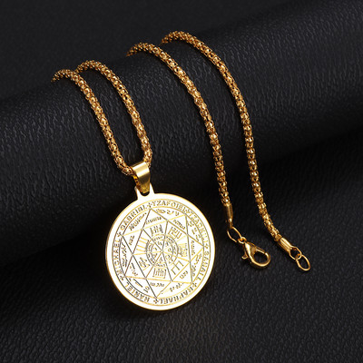 Vintage Wiccan Pentagram kulons ebreju ebreju četru burtu nerūsējošā tērauda rotaslietas vīriešiem, šarmanta amuleta kaklarota