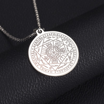 Vintage Wiccan Pentagram kulons ebreju ebreju četru burtu nerūsējošā tērauda rotaslietas vīriešiem, šarmanta amuleta kaklarota