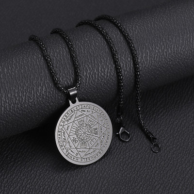 Vintage Wiccan Pentagram kulons ebreju ebreju četru burtu nerūsējošā tērauda rotaslietas vīriešiem, šarmanta amuleta kaklarota