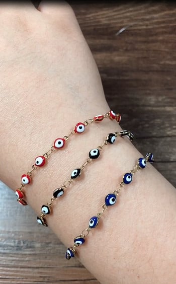 1 PC Модни гривни от неръждаема стомана Синьо червено Evil Eye Гривна с емайлирани мъниста за жени Lucky Turkish eye Jewelry Gifts