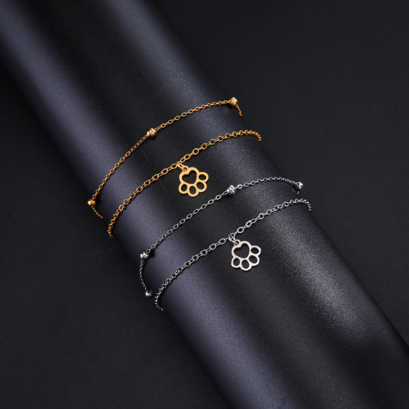 Amaxeri armsad kassikäpa ripatsiga käevõrud lapsele kahekihilise ketiga roostevabast terasest käevõru ehted beebi sünnipäevakingitus