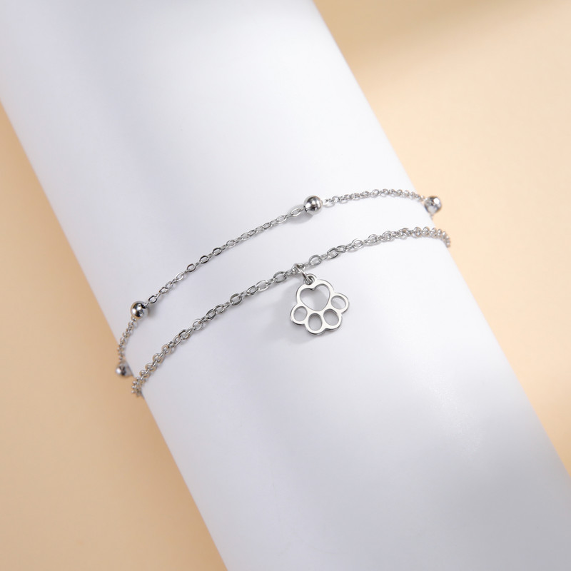 Amaxeri armsad kassikäpa ripatsiga käevõrud lapsele kahekihilise ketiga roostevabast terasest käevõru ehted beebi sünnipäevakingitus