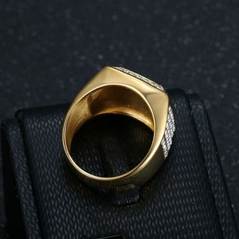 Ανοξείδωτο ατσάλι Titanium Hip Hop Luxury Zircon Bling Iced Out BOSS δαχτυλίδια για άνδρες Γυναίκες Δώρο ζευγάρια Boyfriends Κοσμήματα μόδας