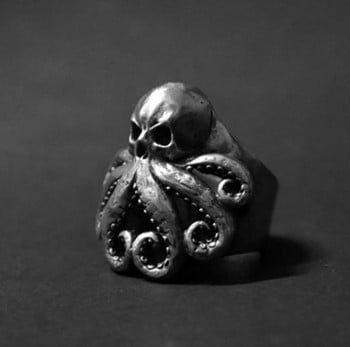 Μοντέρνο και δημιουργικό Cthulhu Octopus Skull Ring Ανδρικά εξατομικευμένα γοτθικά μοντέρνα κοσμήματα αξεσουάρ Γυναικεία