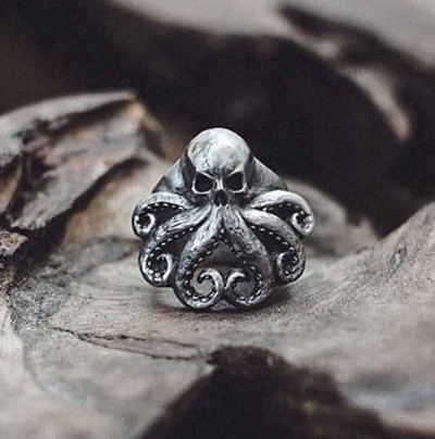 Μοντέρνο και δημιουργικό Cthulhu Octopus Skull Ring Ανδρικά εξατομικευμένα γοτθικά μοντέρνα κοσμήματα αξεσουάρ Γυναικεία