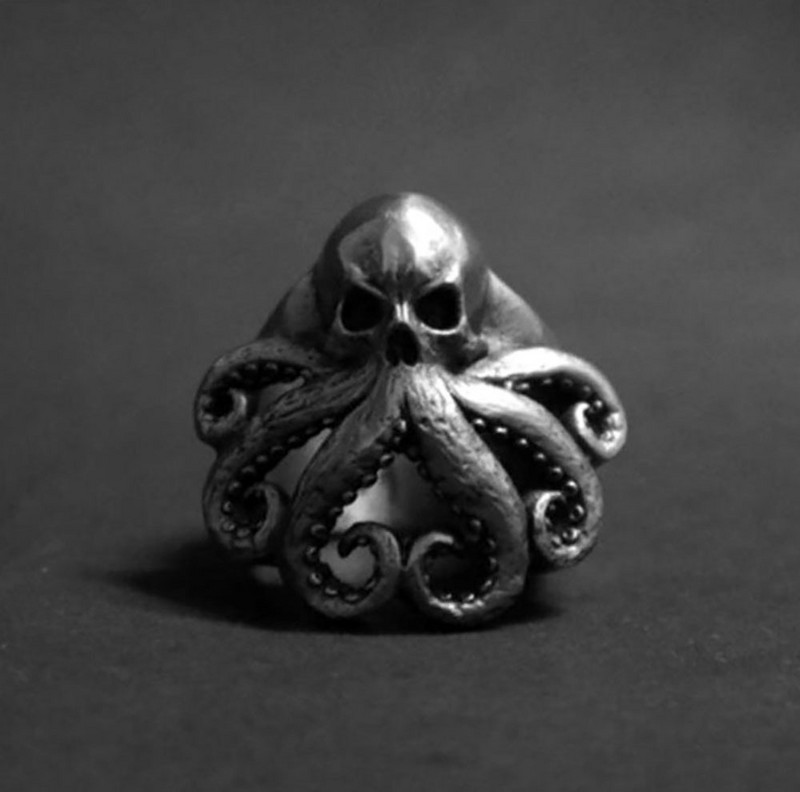 Moodsad ja loomingulised Cthulhu Octopus Skull Ring meeste isikupärastatud gooti moekad ehted Aksessuaarid naistele